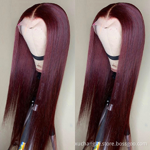 Burgundy Curly Lace Front Human Hair Wigs with Baby Hair 99J Colored Brazilian Remy Hair Wavy Hd Lace Frontal Wigs For Women